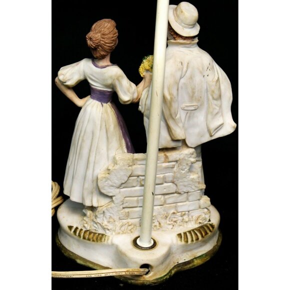 Vintage French Country European Lamp Man Woman Floral Accent Table Ceramic Resin - Picture 7 of 12